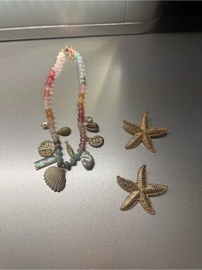 Marshalls Pastel Multicolor Beaded Shell and Charm Necklace